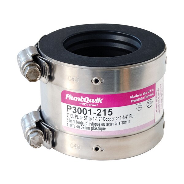 Fernco Proflex Schedule 40 2 in. Hub X 1-1/2 in. D Neoprene Rubber 3-1/2 in. Shielded Coupling 1 pk